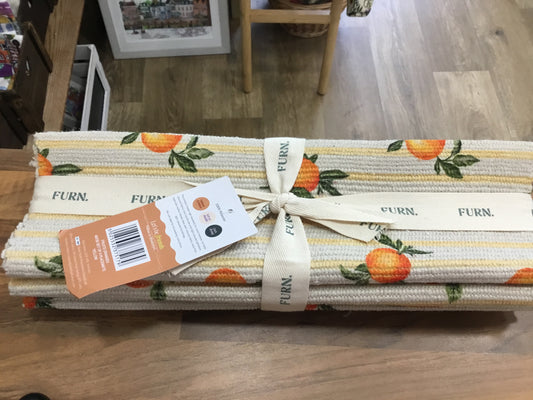 Orange design fabric set of 4 table mats