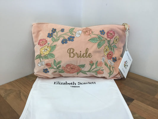 Floral Bride Pink Sand velvet everyday pouch by Elizabeth Scarlett