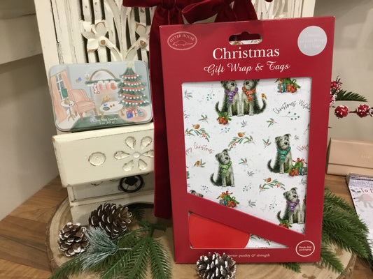 5 sheets cosy dog gift wrap