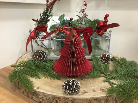 Red Christmas bell. Hanging.