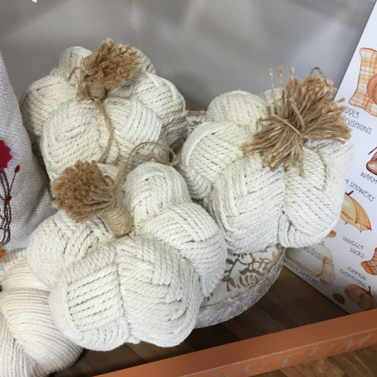 Cream pumpkin with rope stem