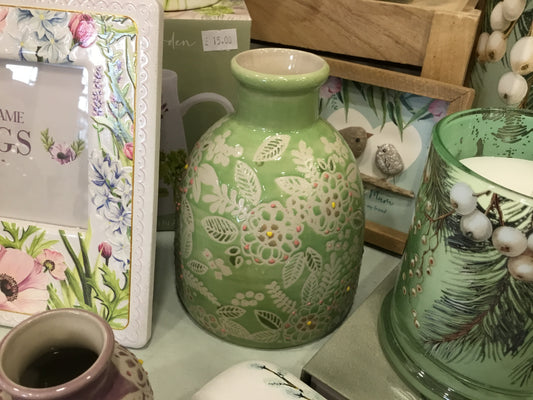 Large Ceramic Bud Vase - Green