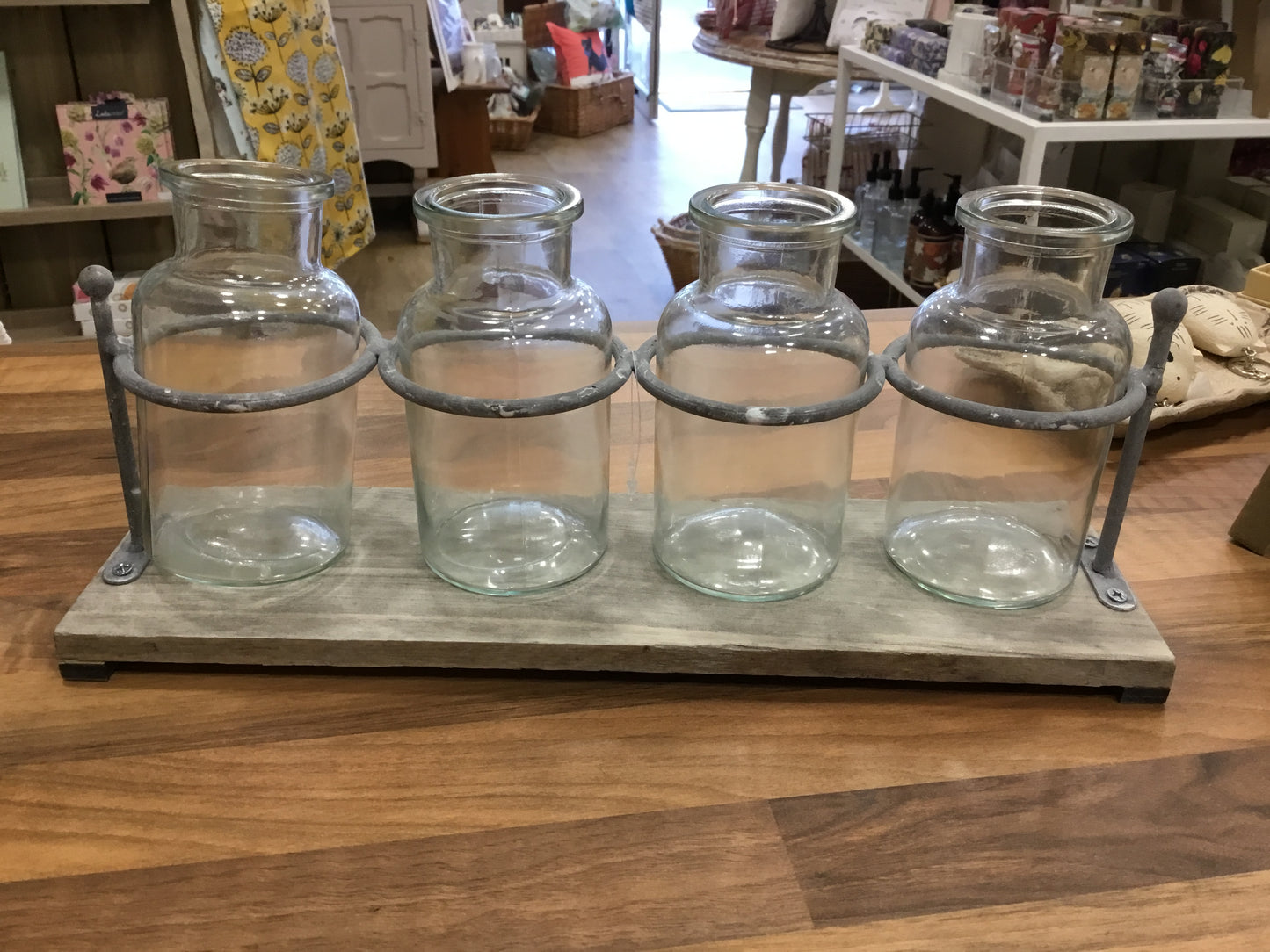 Set of 4 glass bottles