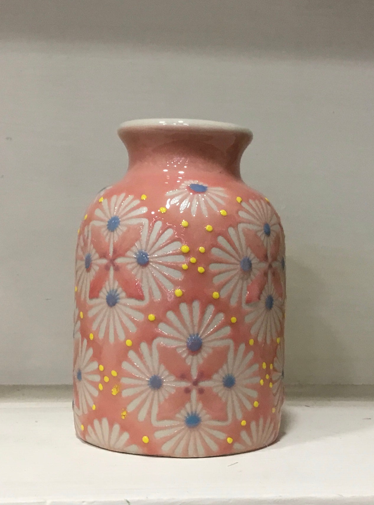 Pink ceramic floral bud vase