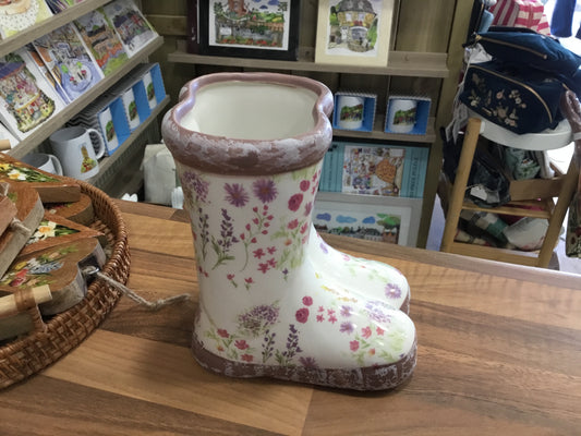 Ceramic wellie plant pot