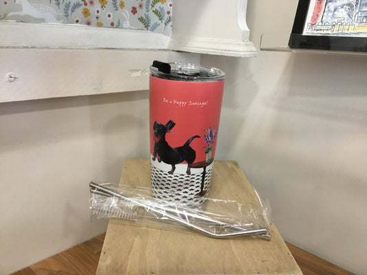 Vacuum Tumbler cup with metal straw by The Little Dog Laughed