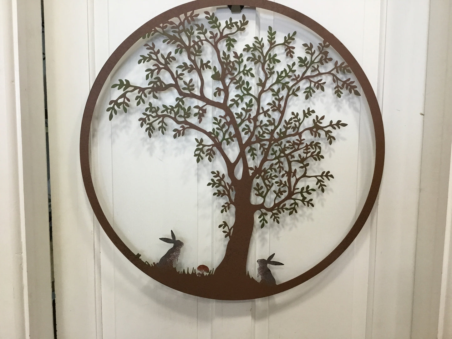 Tree wall art with bunnies metal available in 2 designs