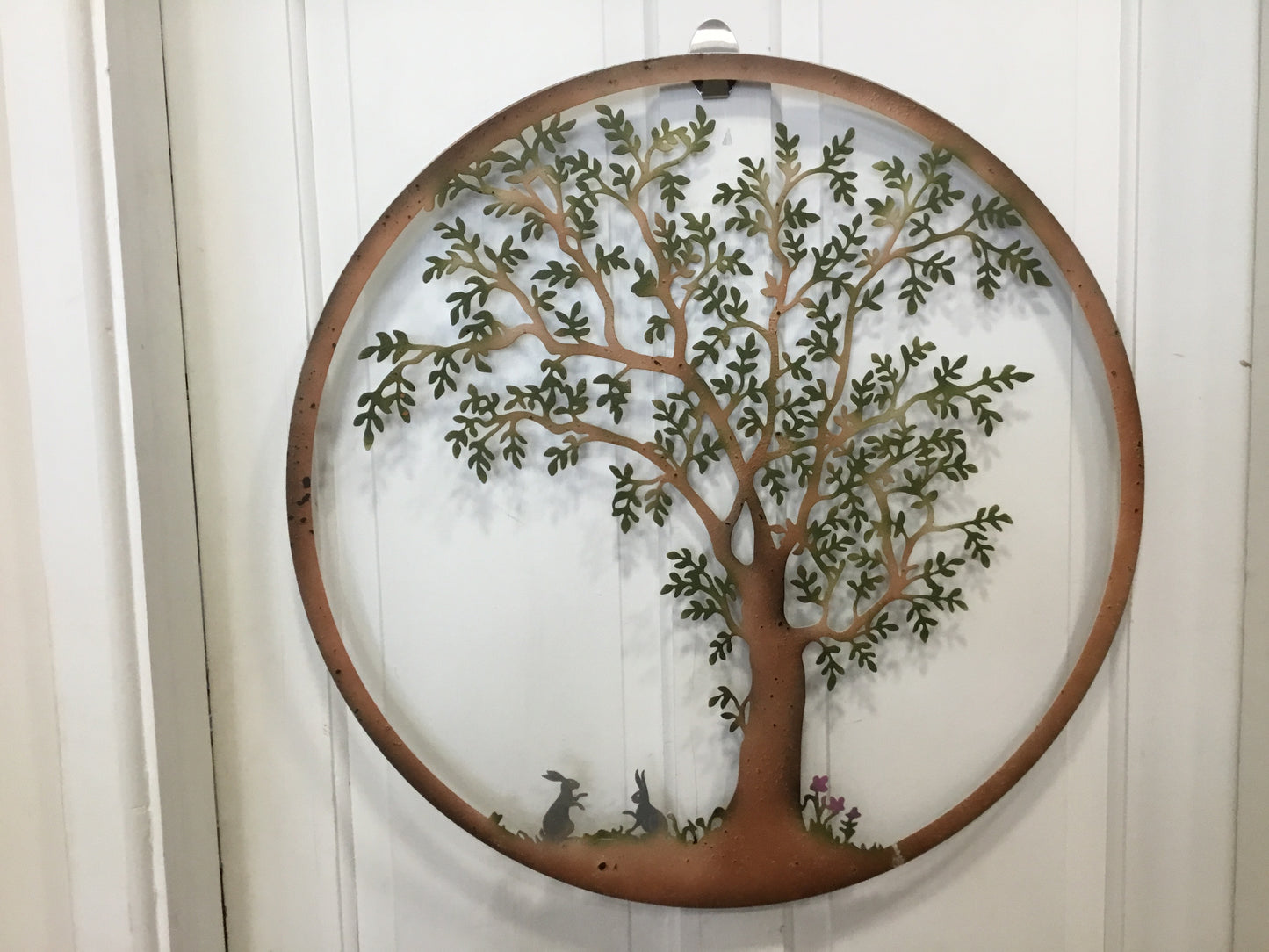 Tree wall art with bunnies metal available in 2 designs