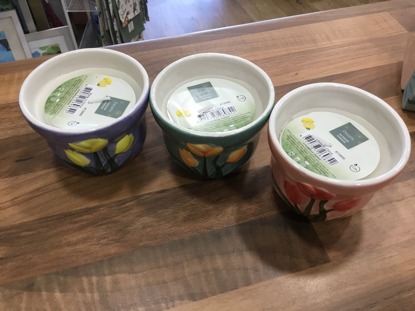 Tulip painted Citronella Candle