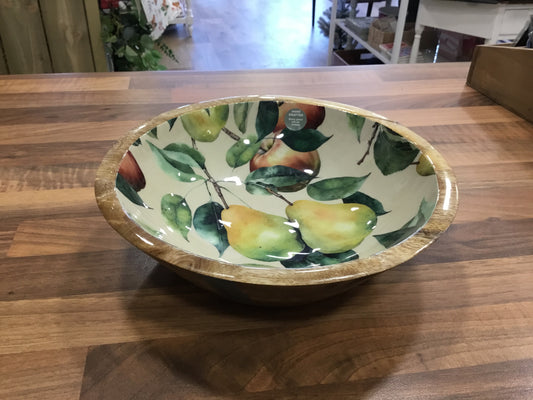 Bowl. Mango wood. Apple and pear.