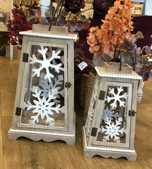 Wooden snowflake lantern - small