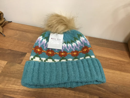 Carla Bobble hat blue