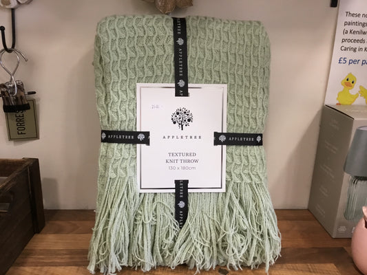 Textured Knit green throw