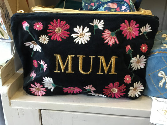 Elizabeth Scarlett. Floral Mum velvet everyday pouch.