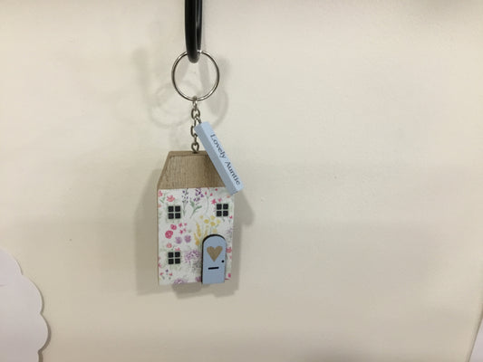 Wooden cottage keyring
