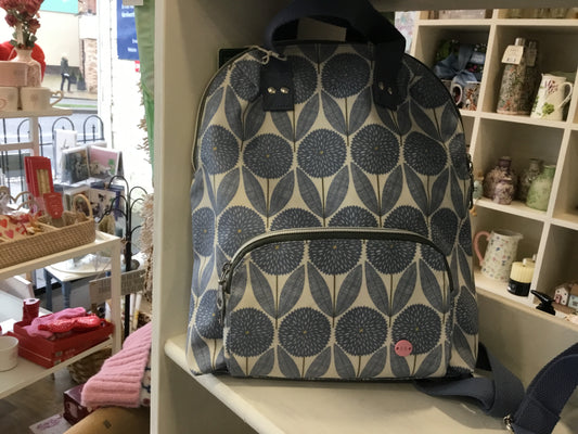 Blue flower Oil Cloth Backpack by Earth Squared