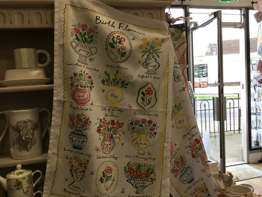 Ulster Weavers tea towel. Birth flowers design