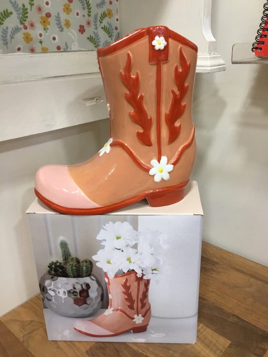 Cowboy boot vase