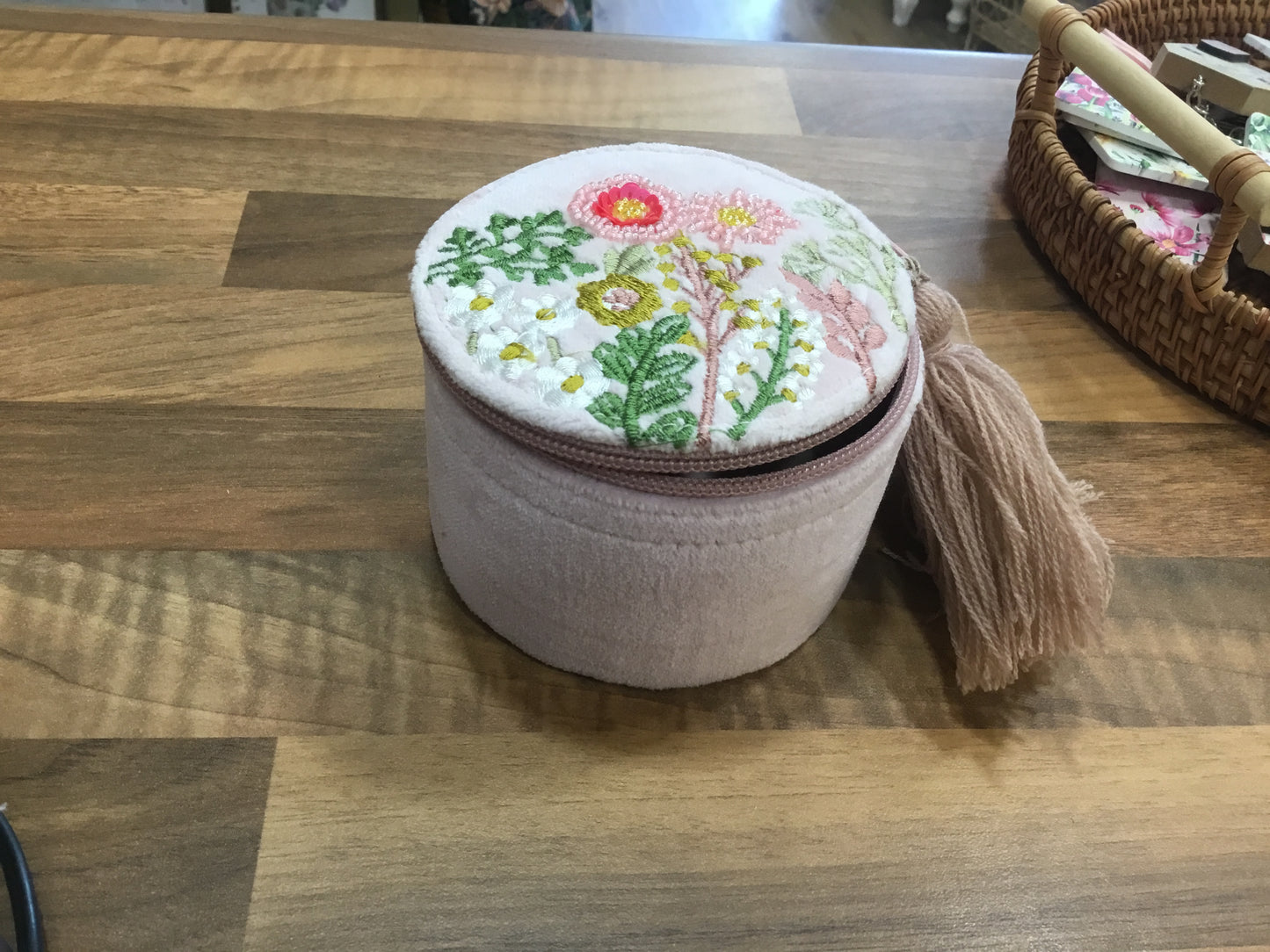 Floral embroidered jewellery box