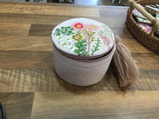 Floral embroidered jewellery box