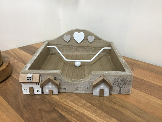 Wooden houses napkin holder