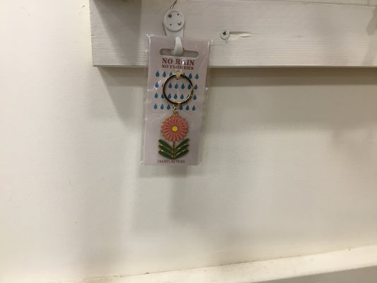 No rain no flowers keyring.