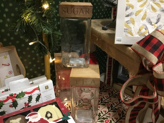 Tea, Coffee, Sugar Glass Jars Set