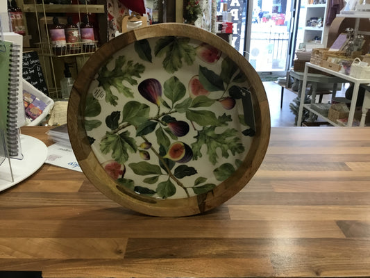 Round mango wood tray. Fig