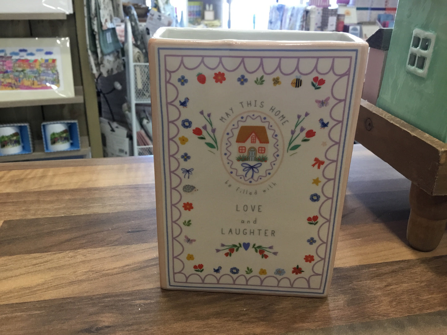 Love ceramic book vase