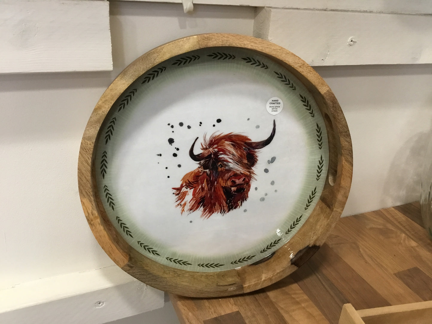 Mango wood highland cow tray.