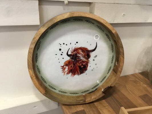 Mango wood highland cow tray.