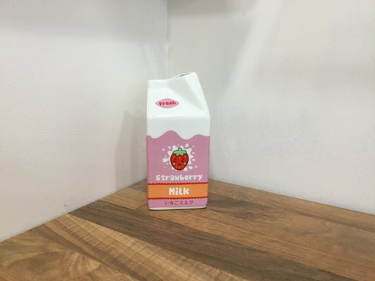 Strawberry Milk Carton vase.