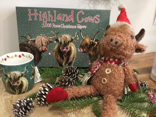 Winter woolly highland cow