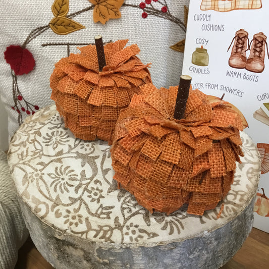 Hessian pumpkins orange