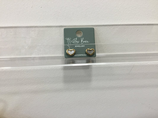 earrings. Pearlescent heart studs