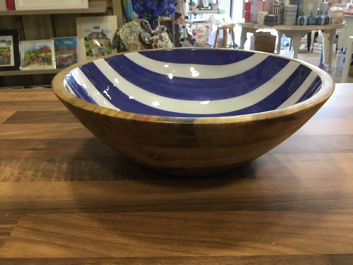 Mango wood bowl - sea blue