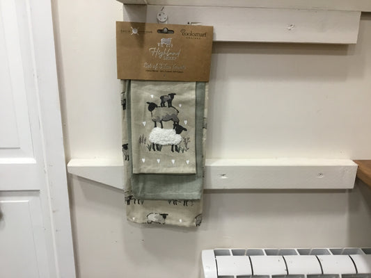 Highland sheep. Pack of three tea towels.