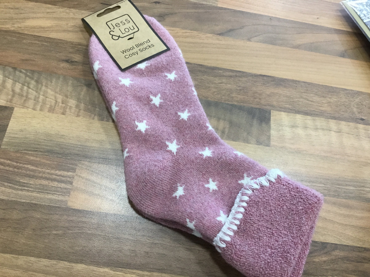 Pink star cosy socks
