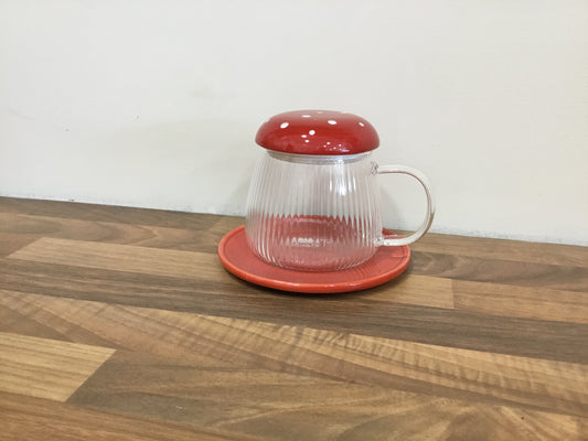 Glass mushroom mug and saucer