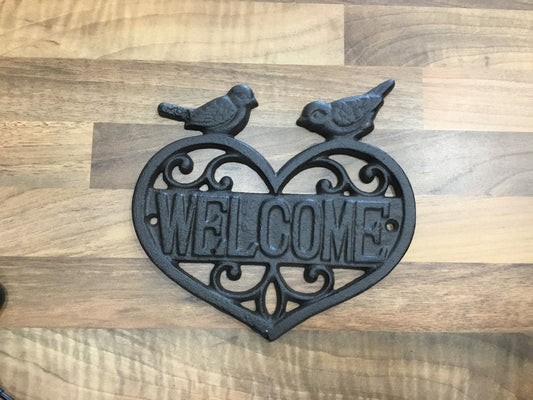 Cast Iron Welcome Heart sign