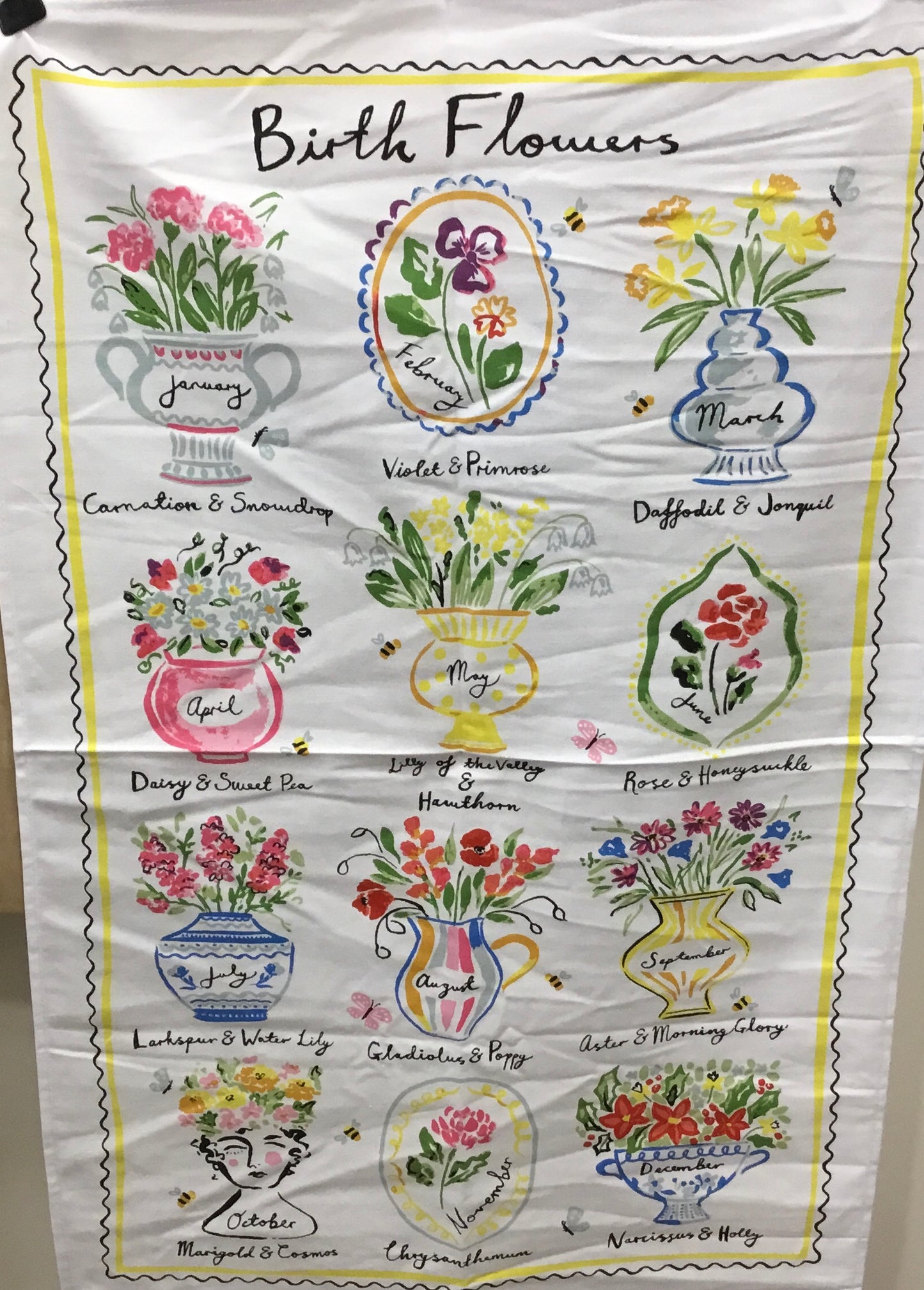 Birth flowers T towel