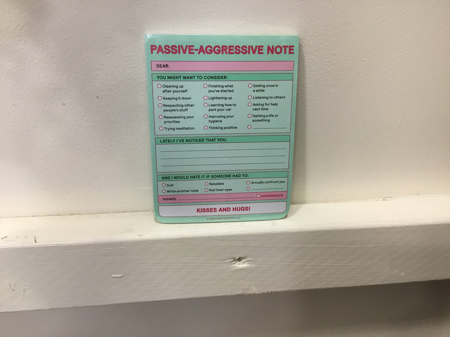 Passive-aggressive note