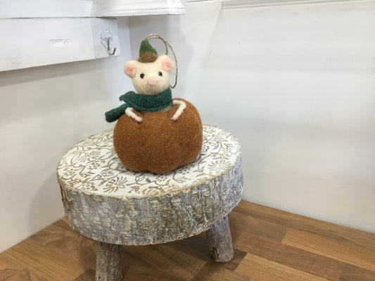 Hanging mouse in pumpkin