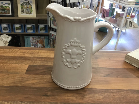 White ceramic Fleur de lis jug
