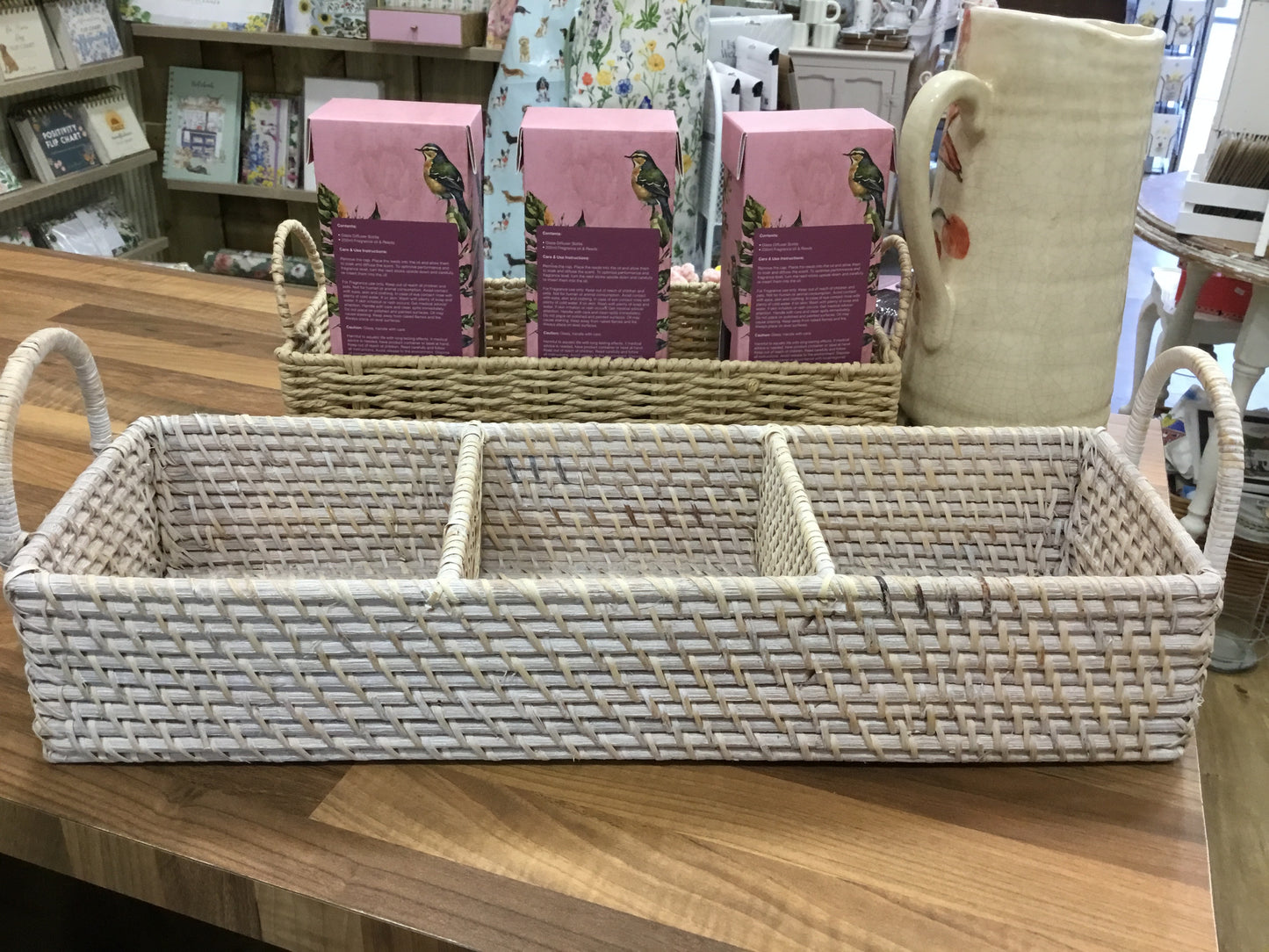 Rattan 3 section tray