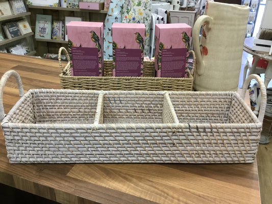 Rattan 3 section tray