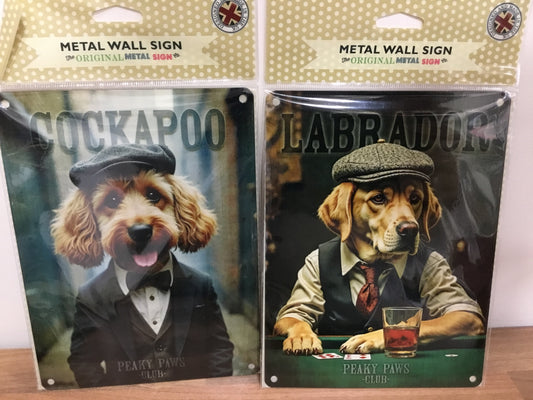 Peaky Paws metal signs