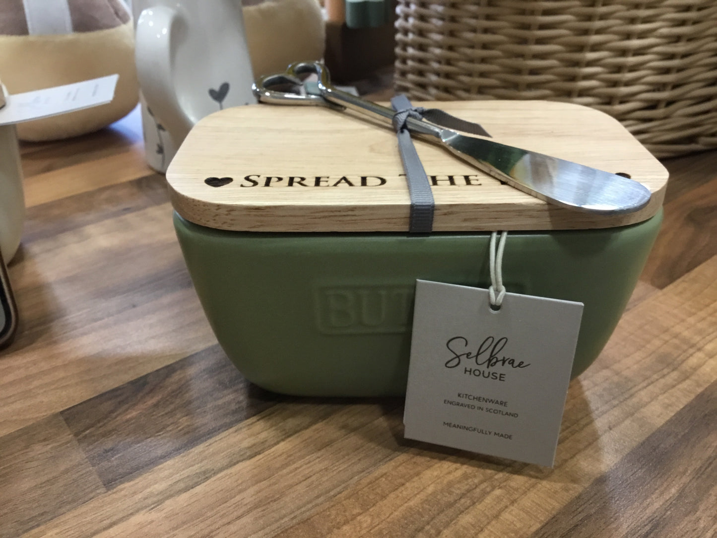 Spread the love butter dish. Sage green