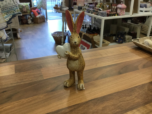 Ceramic rabbit with white Heart