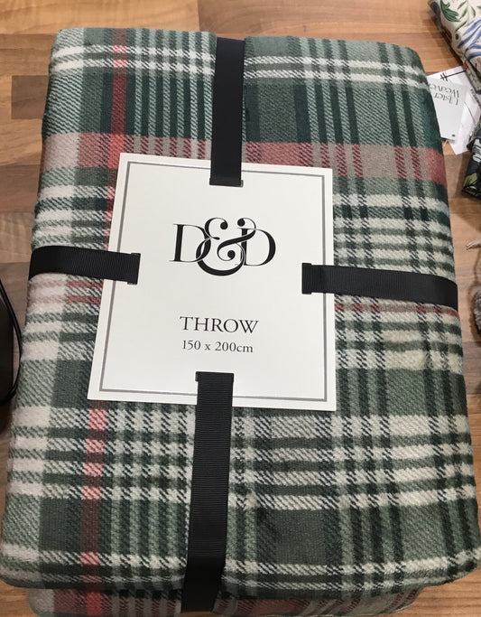 Pink and green check Throw